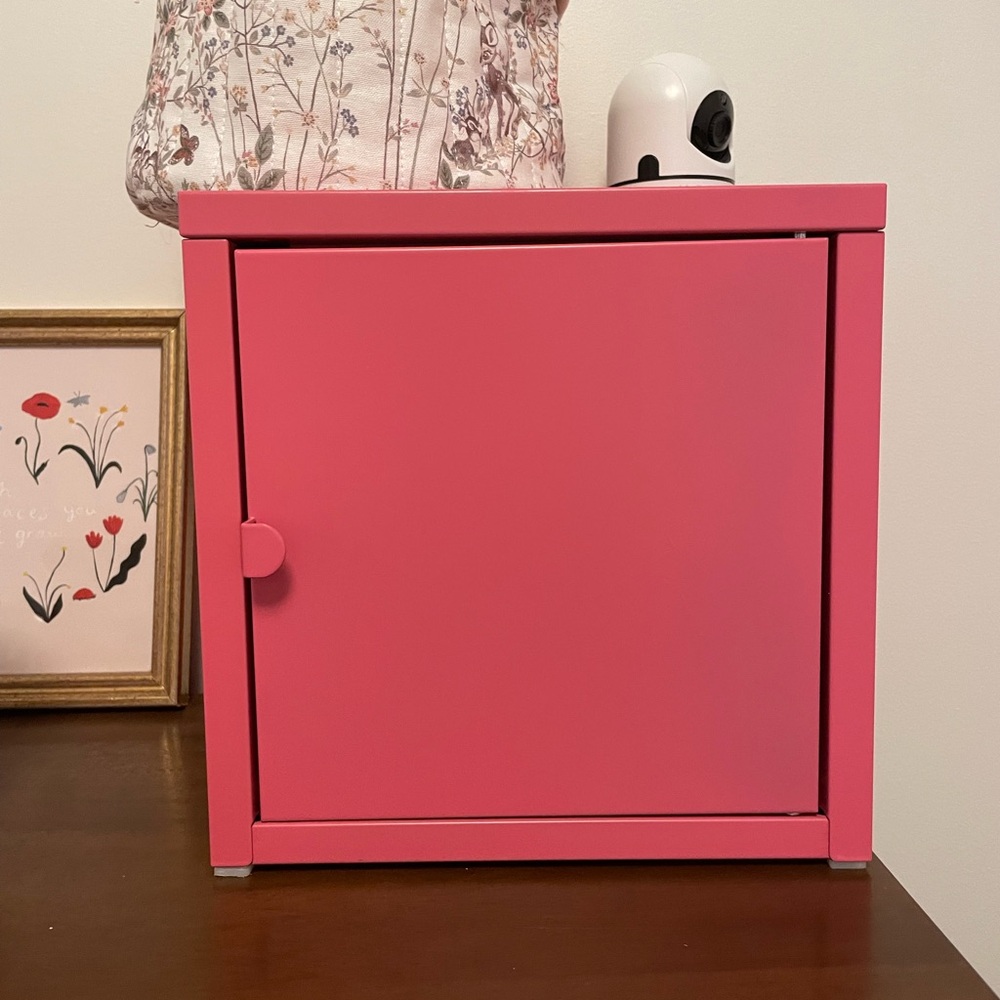 IKEA pink metal storage locker box
